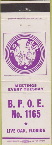 Matchbook Cover - Elks Lodge Live Oak FL