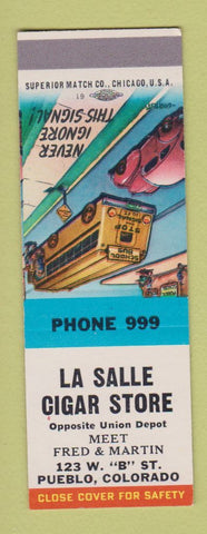 Matchbook Cover - La Salle Cigar Store Pueblo Colorado SAMPLE
