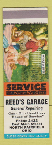 Matchbook Cover - Reed's Carriage Auto Repair North Fairfield OH SAMPLE