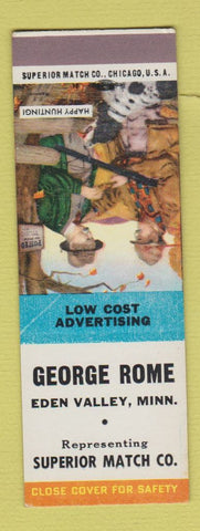 Matchbook Cover - George Rome Superior Match Eden Valley MN SAMPLE