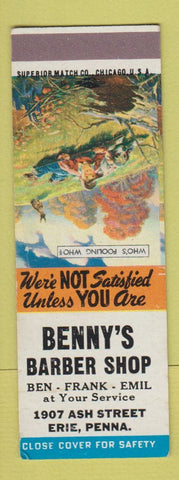 Matchbook Cover - Benny's Barber Shop Erie PA SAMPLE