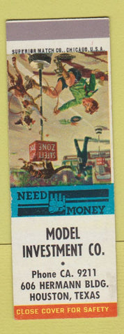 Matchbook Cover - Model Investment Company Houston TX SAMPLE