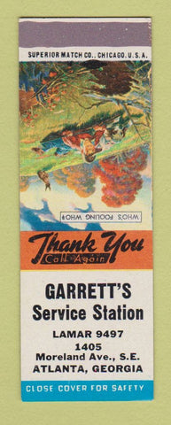 Matchbook Cover - Garett's Service Station oil gas Atlanta GA SAMPLE