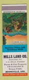 Matchbook Cover - Mills Land Insurance Notary Booneville AR SAMPLE