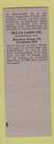 Matchbook Cover - Mills Land Insurance Notary Booneville AR SAMPLE
