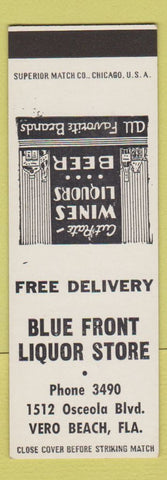 Matchbook Cover - Blue Front Liquor Store Vero Beach FL SAMPLE