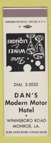 Matchbook Cover - Dan's Modern Motor Hotel Monroe LA SAMPLE