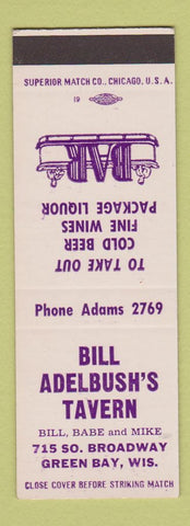 Matchbook Cover - Bill Adelbush's Tavern Green Bay WI SAMPLE
