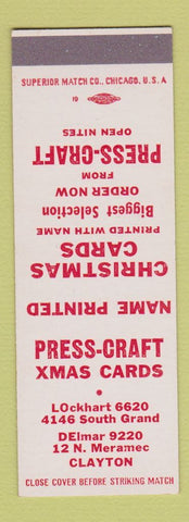 Matchbook Cover - Press Craft Christmas Cards Clayton MO? SAMPLE