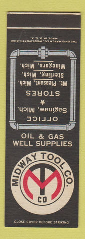 Matchbook Cover - Midway Tool Oil Gas Well Supply Saginaw MI SAMPLE