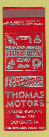 Matchbook Cover - Thomas Motors Gonzales LA SAMPLE