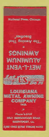 Matchbook Cover - Louisiana Metal Awning Shreveport LA SAMPLE