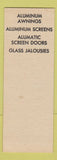 Matchbook Cover - Louisiana Metal Awning Shreveport LA SAMPLE