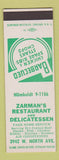 Matchbook Cover - Zarman's Restaurant Deli SAMPLE