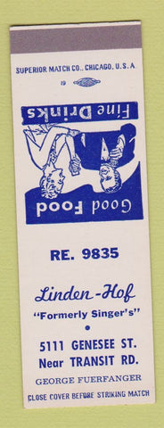 Matchbook Cover - Linden Hof Restaurant George Fuerfanger SAMPLE