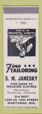 Matchbook Cover - SM Janesky Men's Clothes Tailor Manitowoc WI SAMPLE
