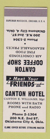 Matchbook Cover - Canton Hotel Oklahoma City OK SAMPLE