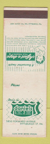 Matchbook Cover - Daniels Dry Cleaning Pittsburgh PA WEAR SAMPLE