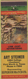 Matchbook Cover - Art Steiner Superior Match Fort Worth TX