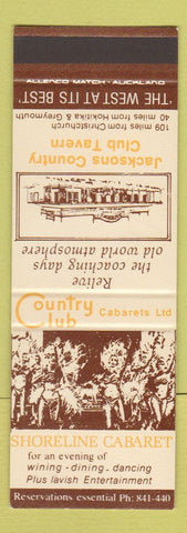 Matchbook Cover - Country Club Cabarets New Zealand SAMPLE