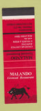 Matchbook Cover - Malando Restaurant New Zealand SAMPLE
