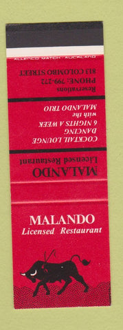 Matchbook Cover - Malando Restaurant New Zealand SAMPLE