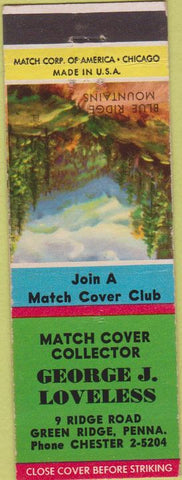Matchbook Cover - George Loveless Match Collector Green Ridge PA