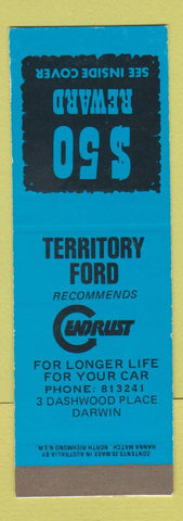 Matchbook Cover - Territory Ford Darwin Australia SAMPLE