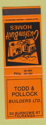 Matchbook Cover - Todd & Pollock Builders Tauranga New Zealand SAMPLE