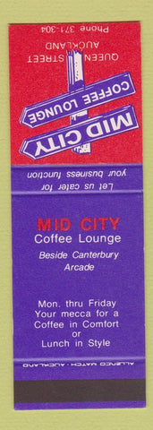 Matchbook Cover - Mid City Coffee Lounge Auckland New Zealand SAMPLE