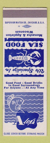 Matchbook Cover - Alex's Seafood Menasha Appleton WI SAMPLE