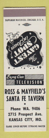 Matchbook Cover - Ross & Mayfield's Santa Fe Tavern Kansas City MO SAMPLE