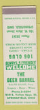 Matchbook Cover - The Beer Barrel Springfield OH 106 Club SAMPLE