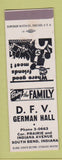 Matchbook Cover - DFV German Hall South Bend IN SAMPLE