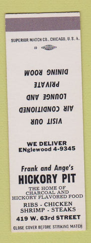 Matchbook Cover - Frank and Ange's Hickory Pit SAMPLE