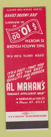 Matchbook Cover - Al Mahan's Appliances Omaha NE SAMPLE