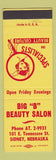 Matchbook Cover - Big B Beauty Salon Sidney NE girlie SAMPLE