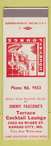 Matchbook Cover - Jimmy Fascone's Terrace Cocktail Lounge Kansas City MO SAMPLE