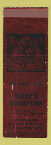 Matchbook Cover - Emery's Recreation bowling Port Huron MI SAMPLE