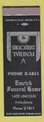 Matchbook Cover - Emrick Funeral Home SAMPLE