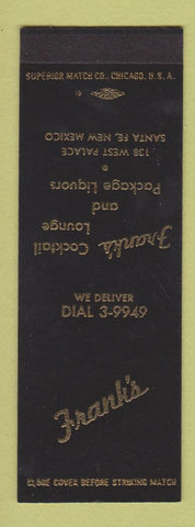 Matchbook Cover - Frank's Cocktail Lounge Santa Fe NM SAMPLE