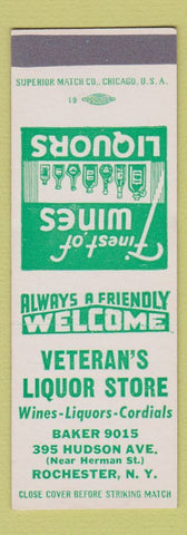Matchbook Cover - Veteran's Liquor Store Rochester NY SAMPLE