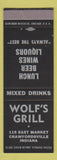 Matchbook Cover - Wolf's Grill Crawfordsville IN SAMPLE