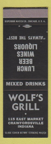 Matchbook Cover - Wolf's Grill Crawfordsville IN SAMPLE