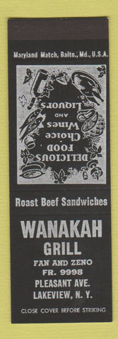 Matchbook Cover - Wanakah Grill Lakeview NY SAMPLE