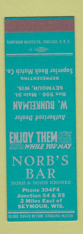 Matchbook Cover - Norb's Bar Seymour WI Superior Match W Bunkelman SAMPLE