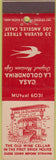 Matchbook Cover - Casa La Golondrina Mexican Cafe Los Angeles CA