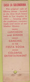 Matchbook Cover - Casa La Golondrina Mexican Cafe Los Angeles CA