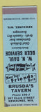 Matchbook Cover - Brusda's Tavern Kewaunee WI WEAR SAMPLE