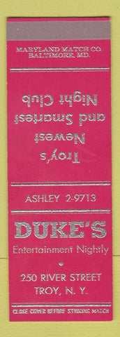 Matchbook Cover - Duke's Troy NY Night Club SAMPLE